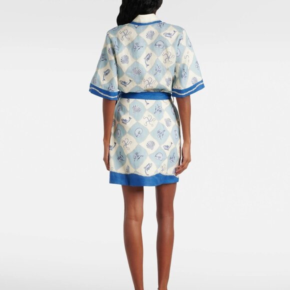 Printed linen minidress - Picture 2 of 8